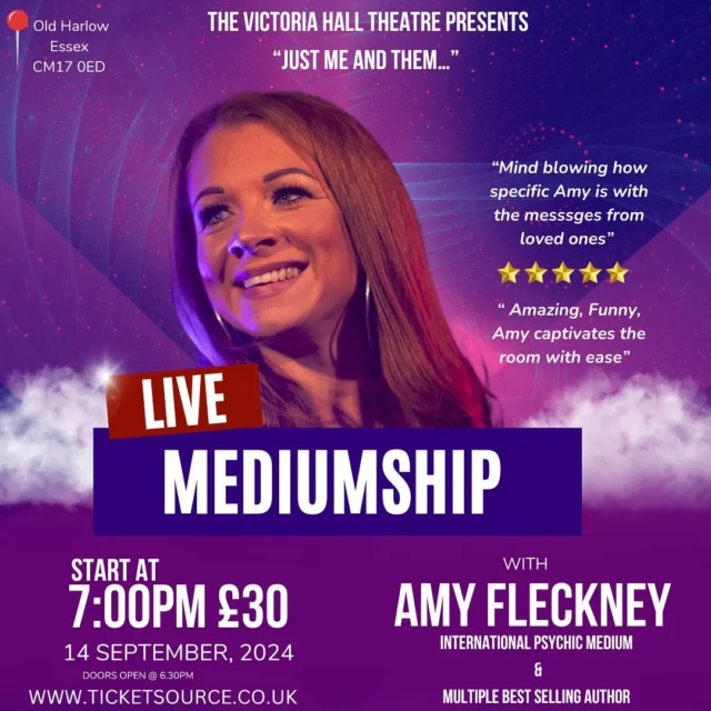 ITS TIME!!! 🎤🎤 Iv been asked so many times when am I back on stage LIVE doing my thing! 
Here it is… Book NOW!!! I want to see you all 💜 

https://www.ticketsource.co.uk/amyfleckneymediumship

#mediumsofinstagram #mediumshipreadings #liveshow